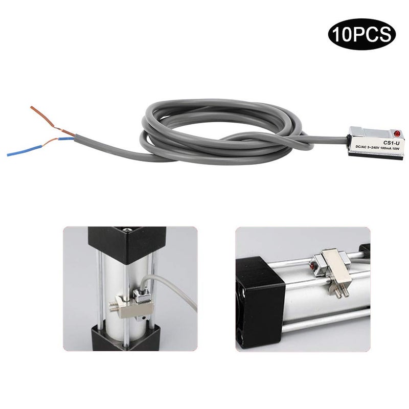 Topyond 10PCS Magnetic Switch, CS1-U 10W Reed Pneumatic Cylinder on Off for SI.SU.SC.JSI.MI.MA50-63, Magnetic Reed Switch for Products with High Working Frequency - Image 2